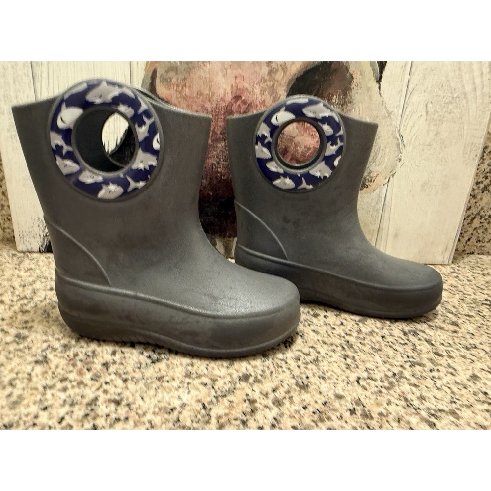 Okabashi Gray Shark Rain Boot Toddler Boy Size 9